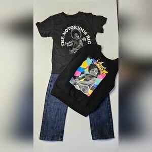🔥 Toddler 3T Notorious BIG Tee + 2T Sweatshirt + Levi’s 511 Slim Jeans Outfit –